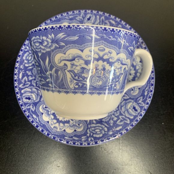 Spode Blue Room Collection Candle filled Cup and Saucer Georgian Series FLORAL - Picture 10 of 11